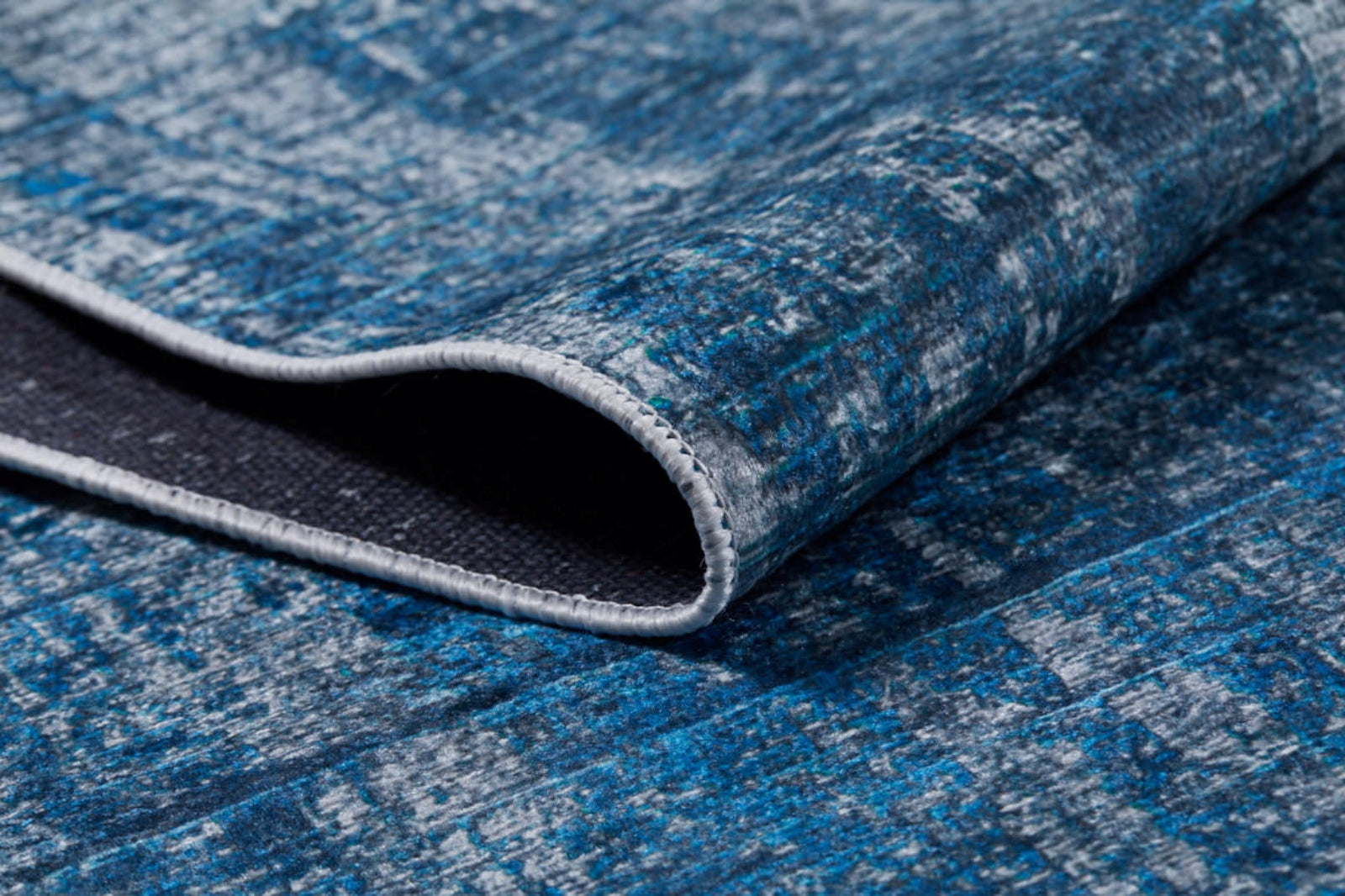Modern Digital Area Rug – Blue Krasnodar Style Rug with Non Slip Backing