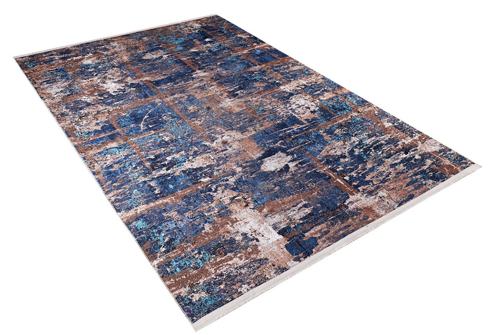 Modern Digital Print Rug – Navy Blue Area Rug with Non Slip Backing