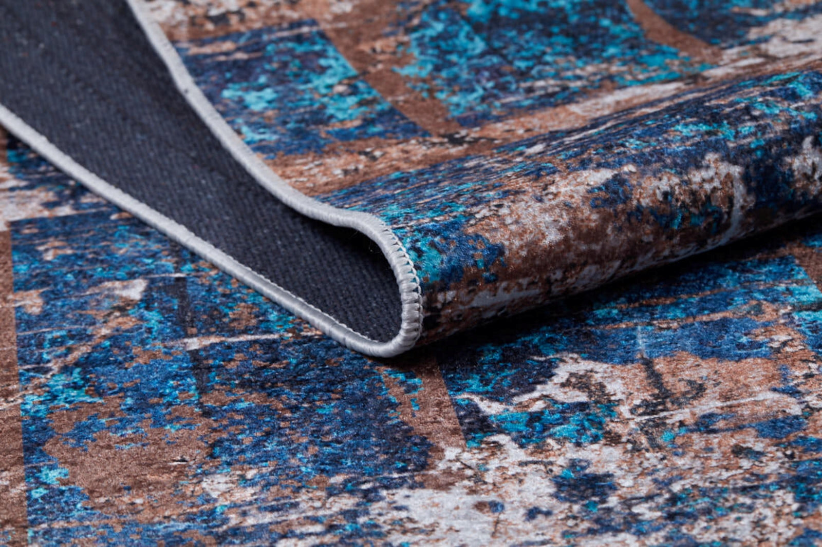 Modern Digital Print Rug – Navy Blue Area Rug with Non Slip Backing