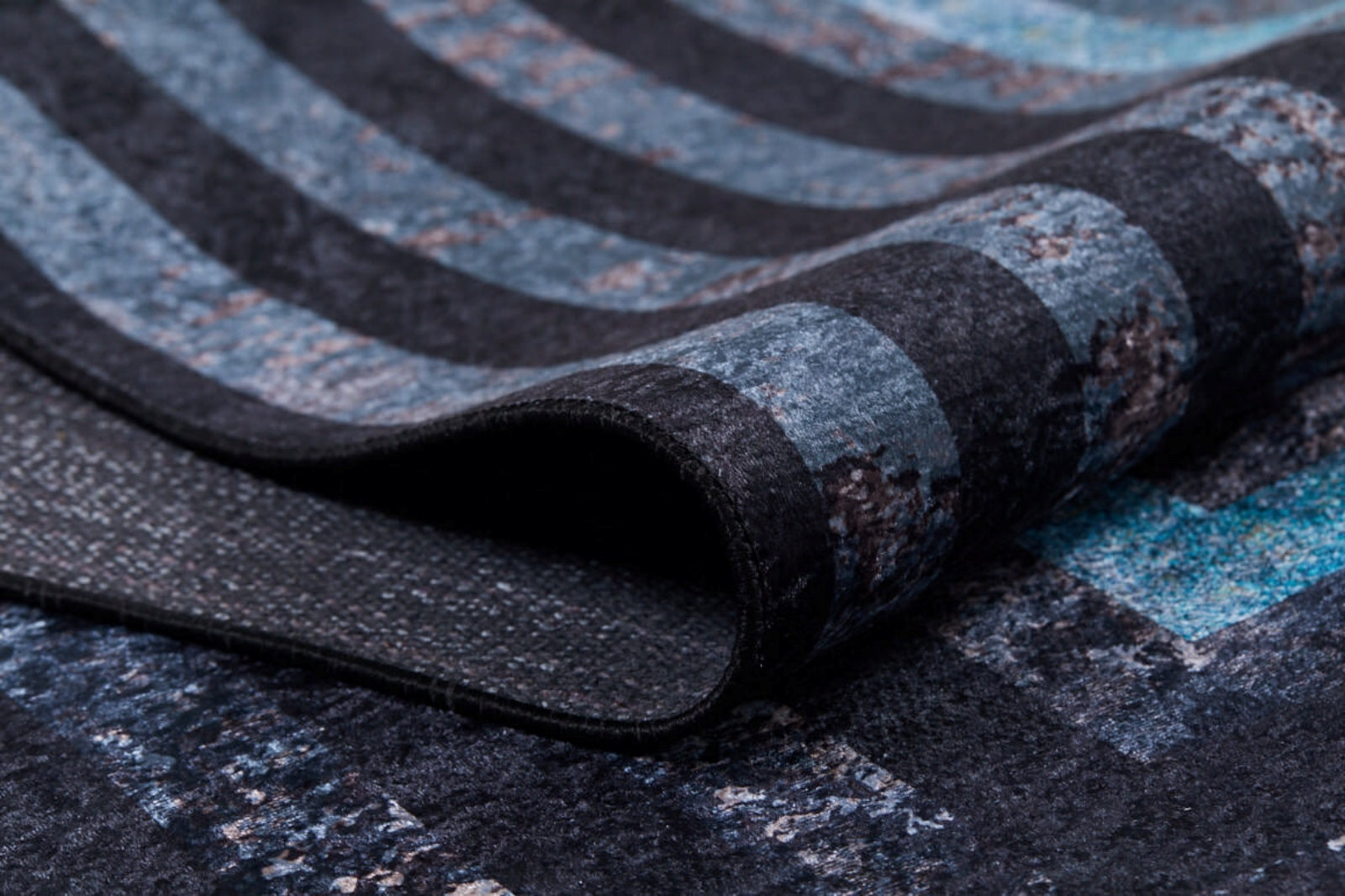 Navy Frame Area Rug – Digital Print Carpet for Living Room & Kitchen | Non Slip