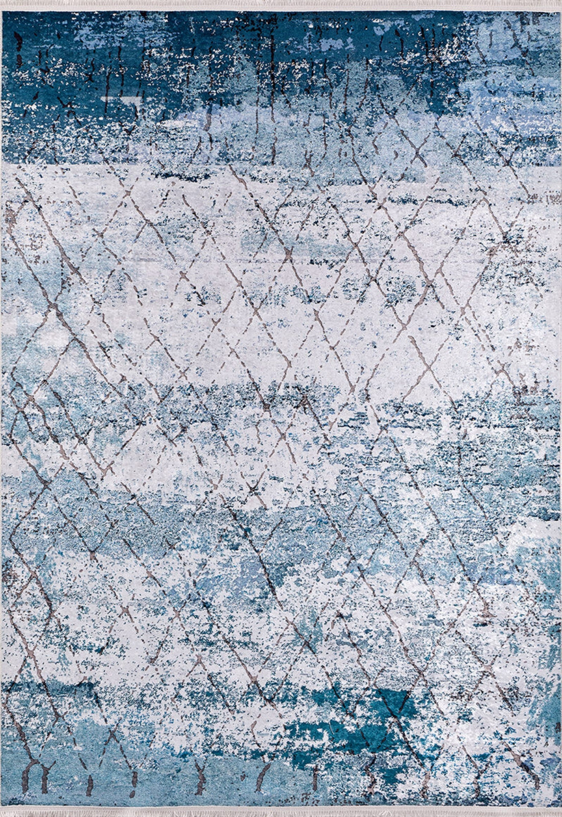 Blue Geometric Area Rug - Washable Digital Print Rug | Non Slip, Antibacterial Carpet