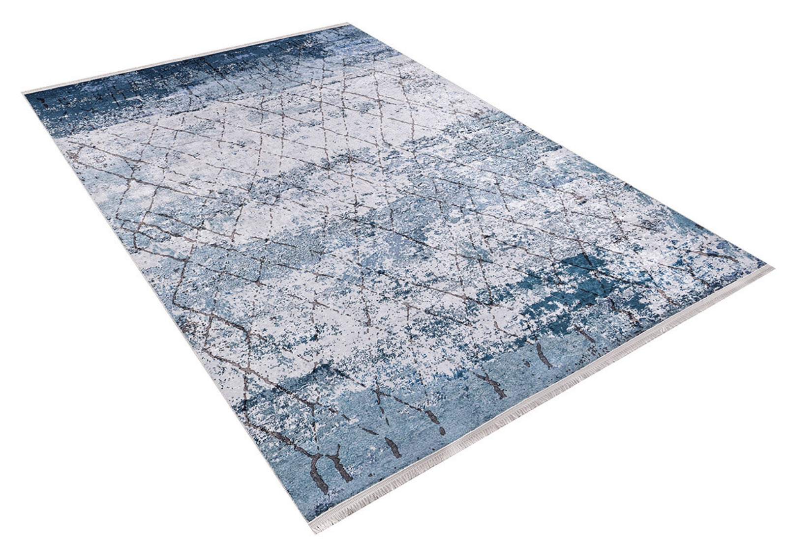 Blue Geometric Area Rug - Washable Digital Print Rug | Non Slip, Antibacterial Carpet