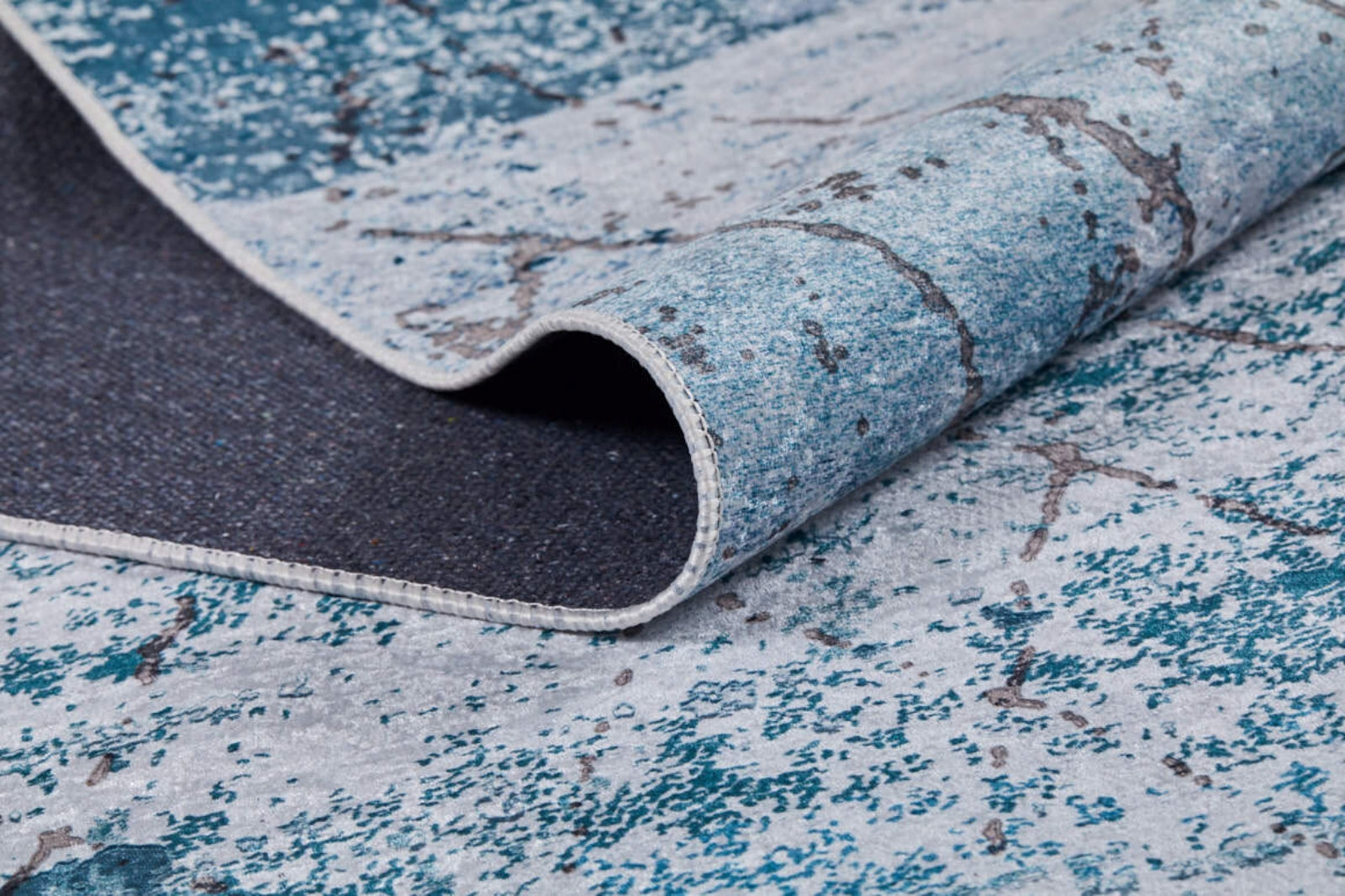 Blue Geometric Area Rug - Washable Digital Print Rug | Non Slip, Antibacterial Carpet