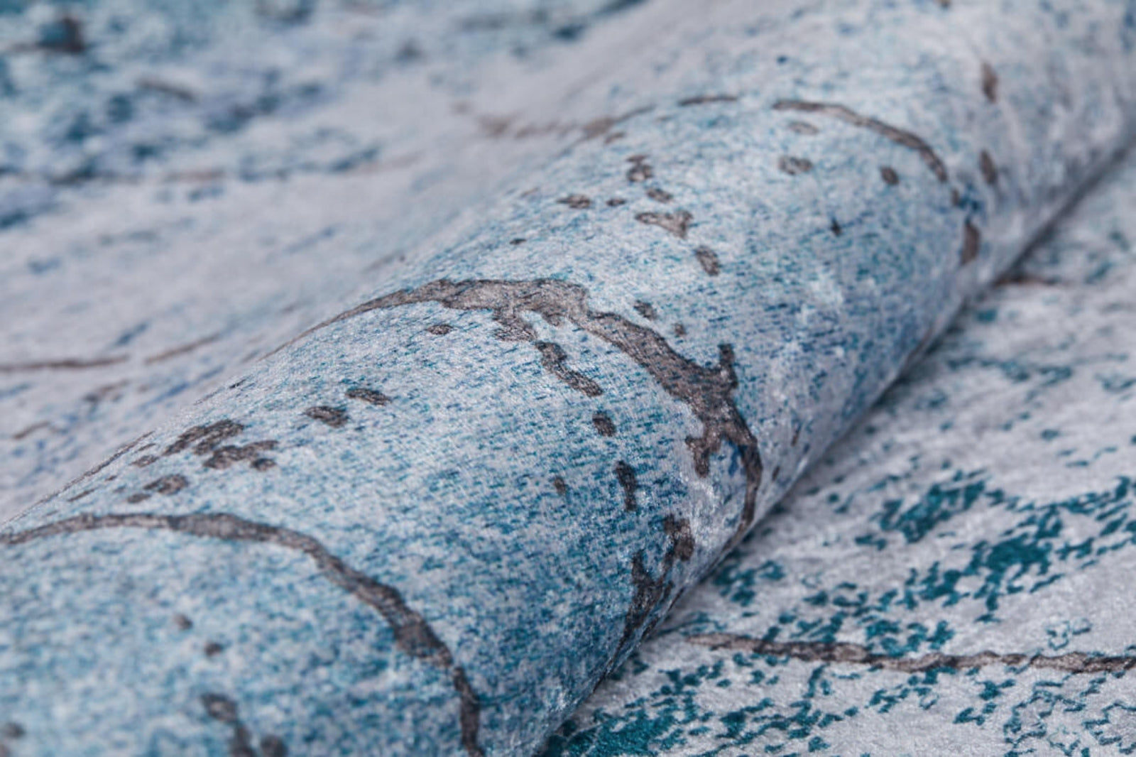 Blue Geometric Area Rug - Washable Digital Print Rug | Non Slip, Antibacterial Carpet
