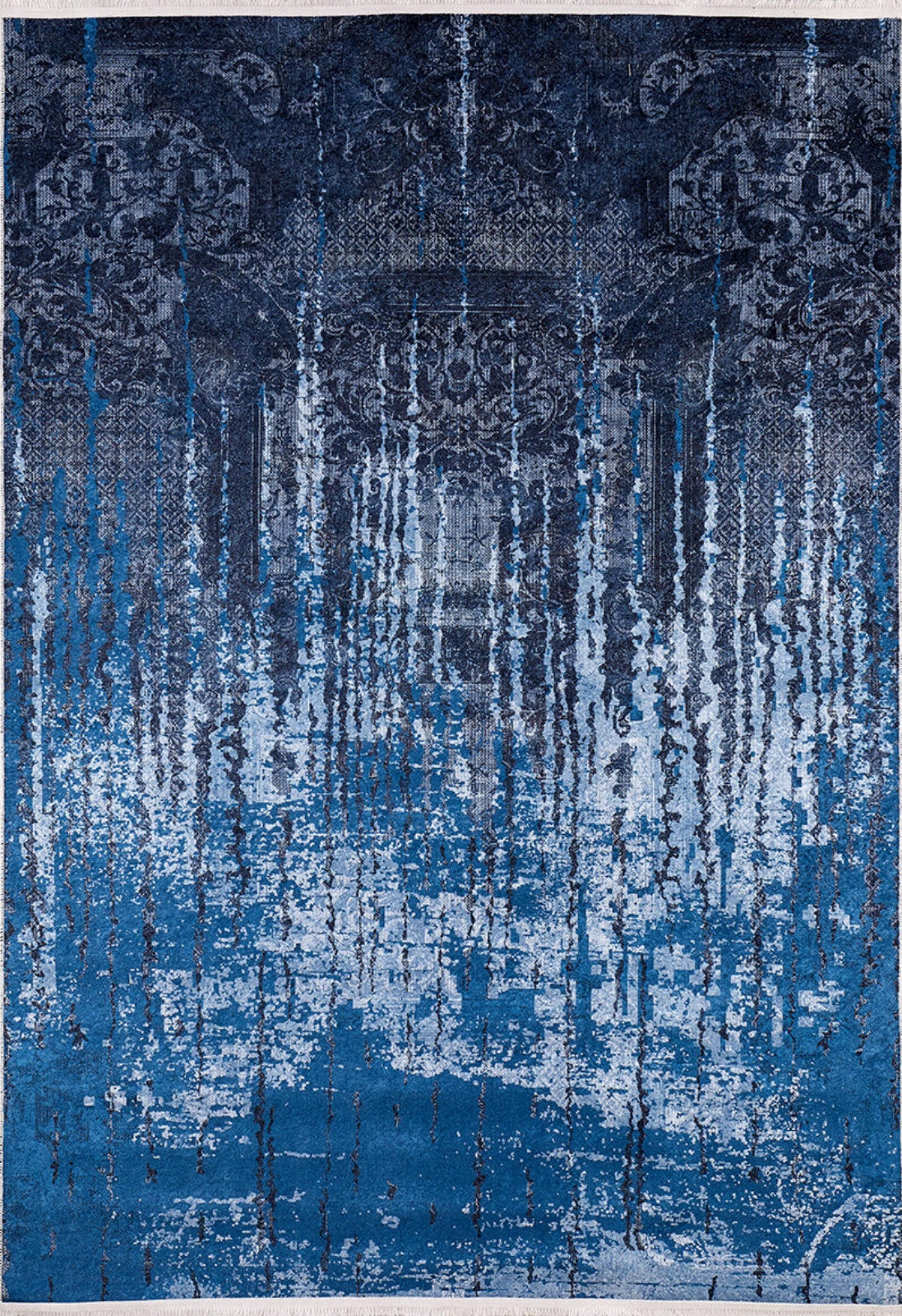 Modern Digital Area Rug – Blue Non Slip Washable Carpet for Living Room