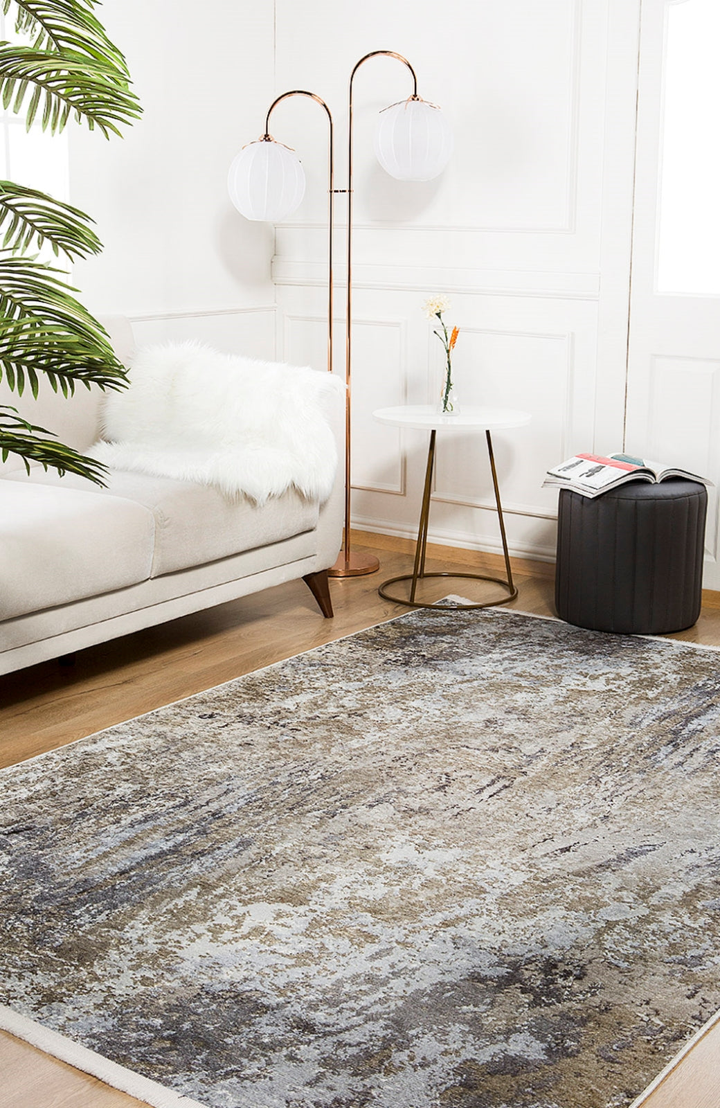 Modern Area Rug - Green Digital Print Carpet | Non Slip, Washable & Antibacterial