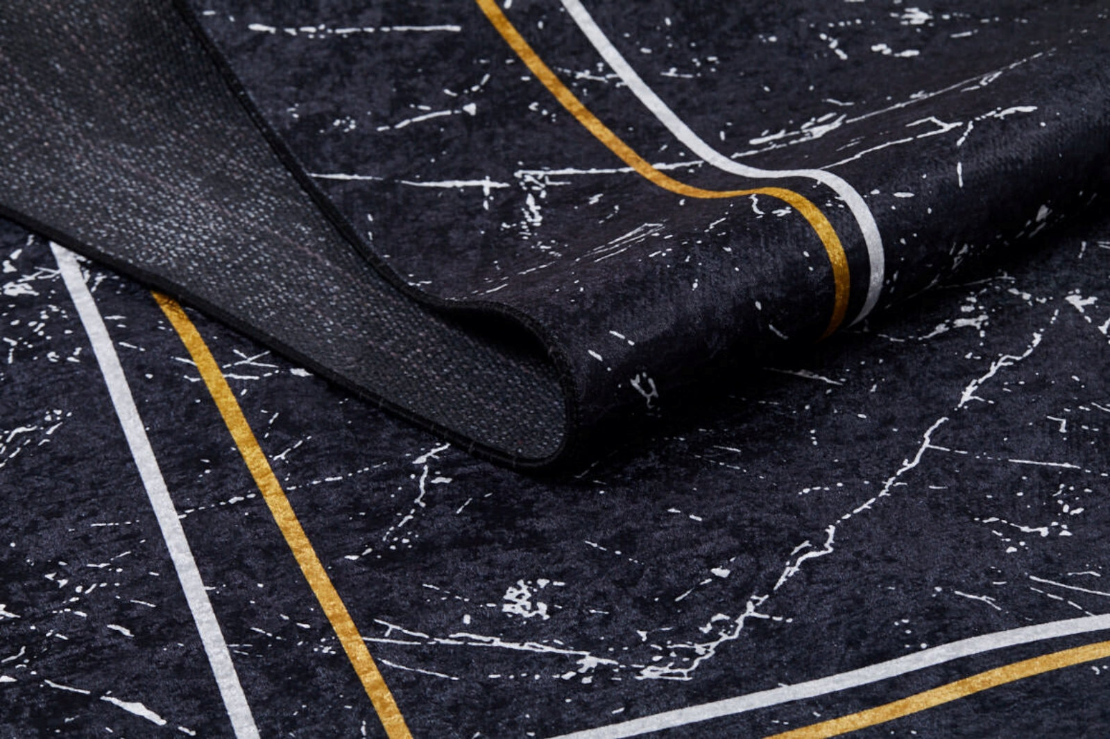 Modern Digital Area Rug – Black Non Slip Antibacterial Washable Carpet