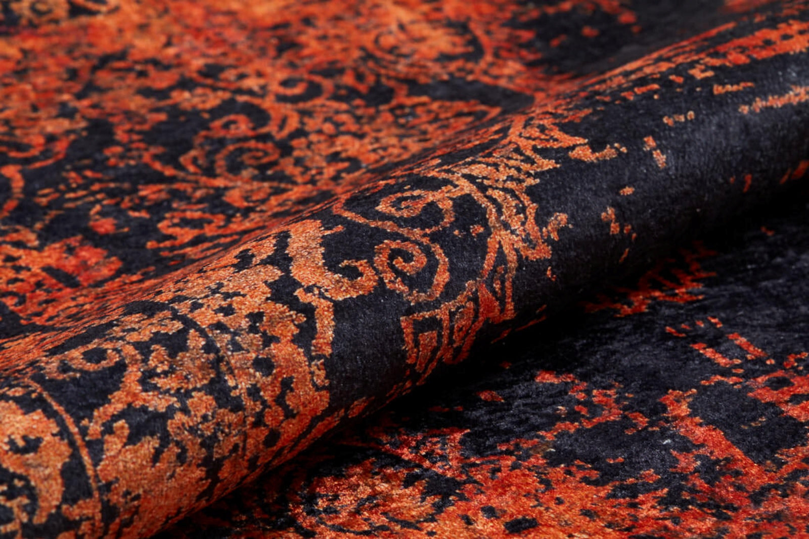 Classic Digital Print Rug - Orange Black Area Rug | Non Slip, Antibacterial Carpet
