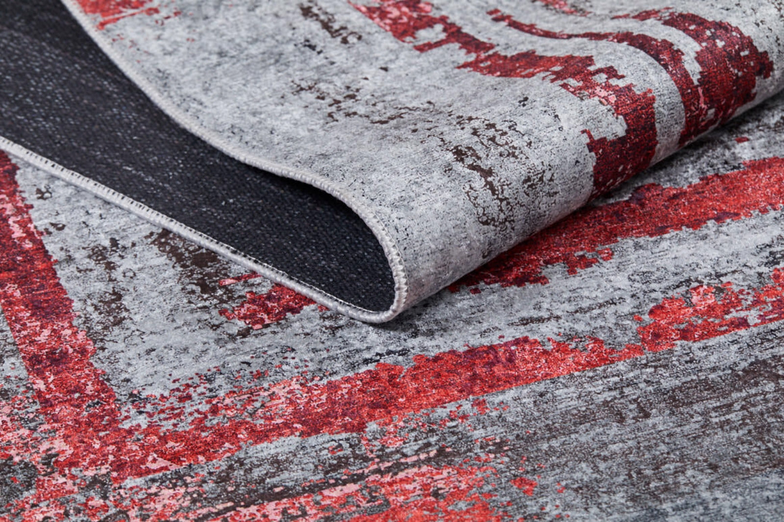 Burgundy Area Rug - Digital Print Frame Design Carpet | Non Slip, Antibacterial