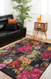 Black Patchwork Area Rug – High Quality Digital Print, Non Slip Carpet