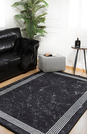 Digital Print Area Rug – Black Frame Stylish Non Slip Antibacterial Carpet