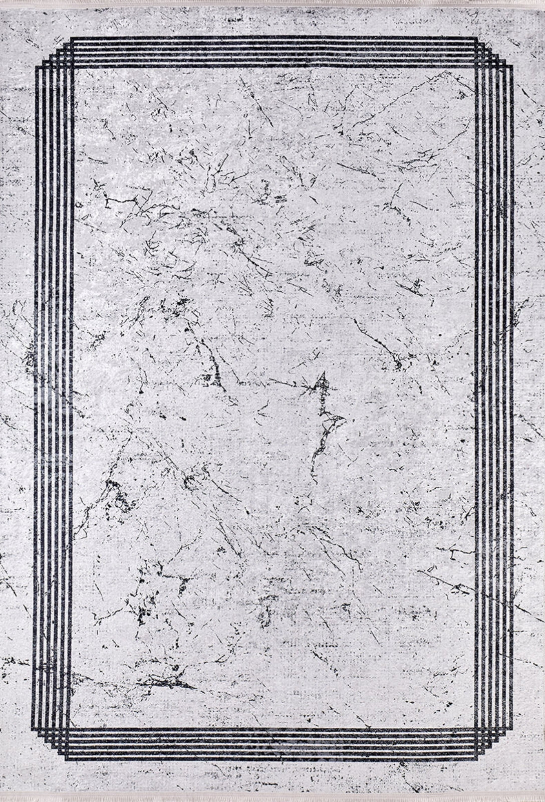Grey Area Rug – Digital Print Frame Carpet | Antibacterial Non-Slip Stylish Floor Covering