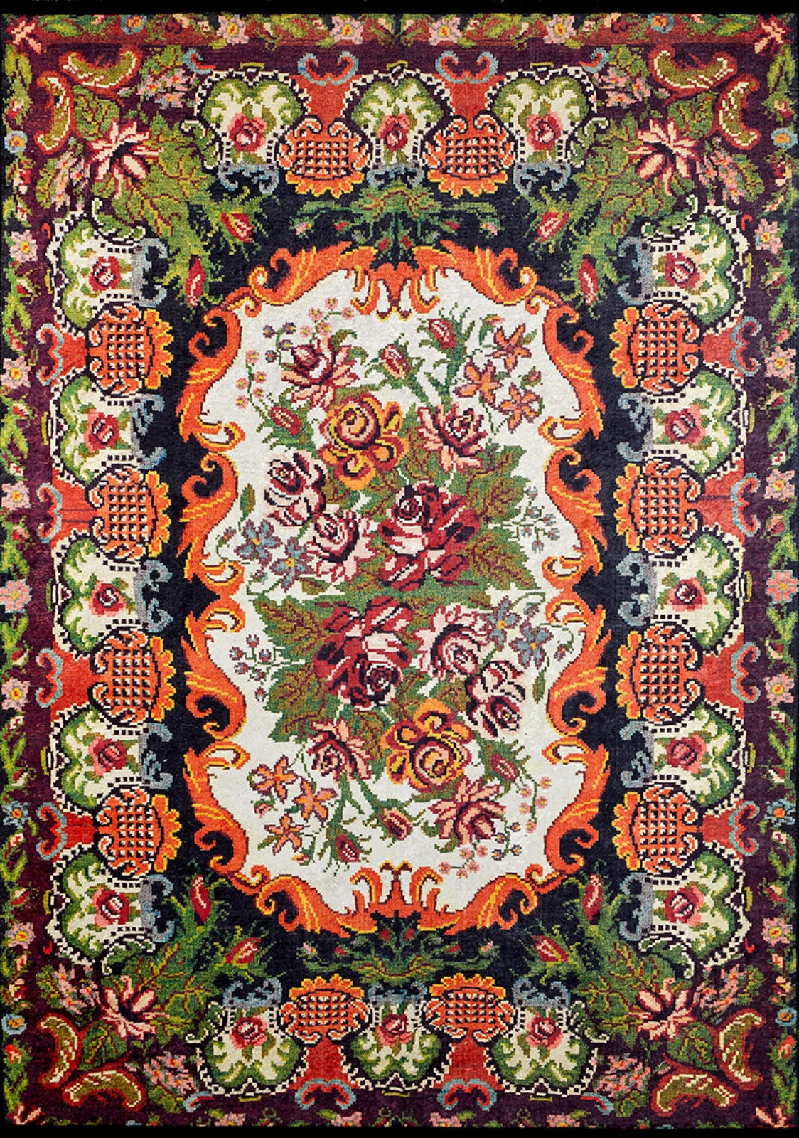 Floral Area Rug - Digital Print Rug | Non Slip, Antibacterial, Washable Carpet