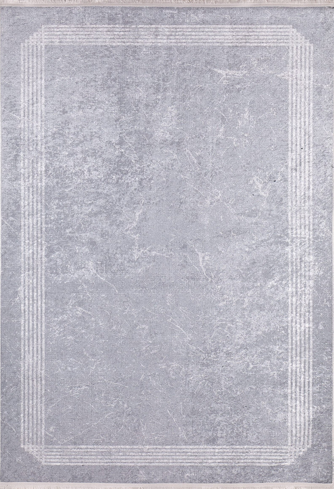 Grey Digital Print Rug - Modern Frame Area Rug | Antibacterial, Non Slip, Washable