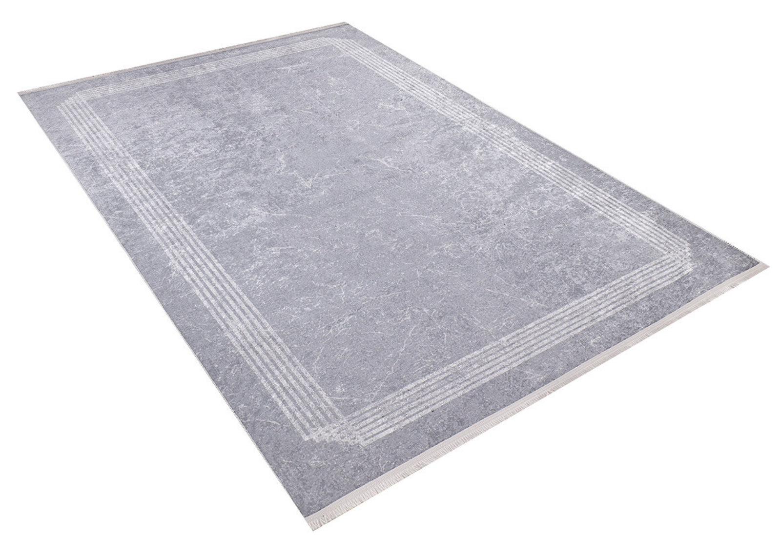 Grey Digital Print Rug - Modern Frame Area Rug | Antibacterial, Non Slip, Washable