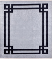 Digital Print Area Rug - Grey Frame Stylish Non Slip Antibacterial Carpet