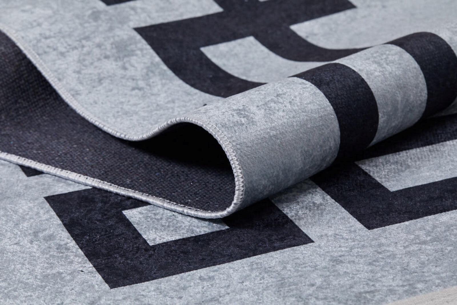 Digital Print Area Rug - Grey Frame Stylish Non Slip Antibacterial Carpet