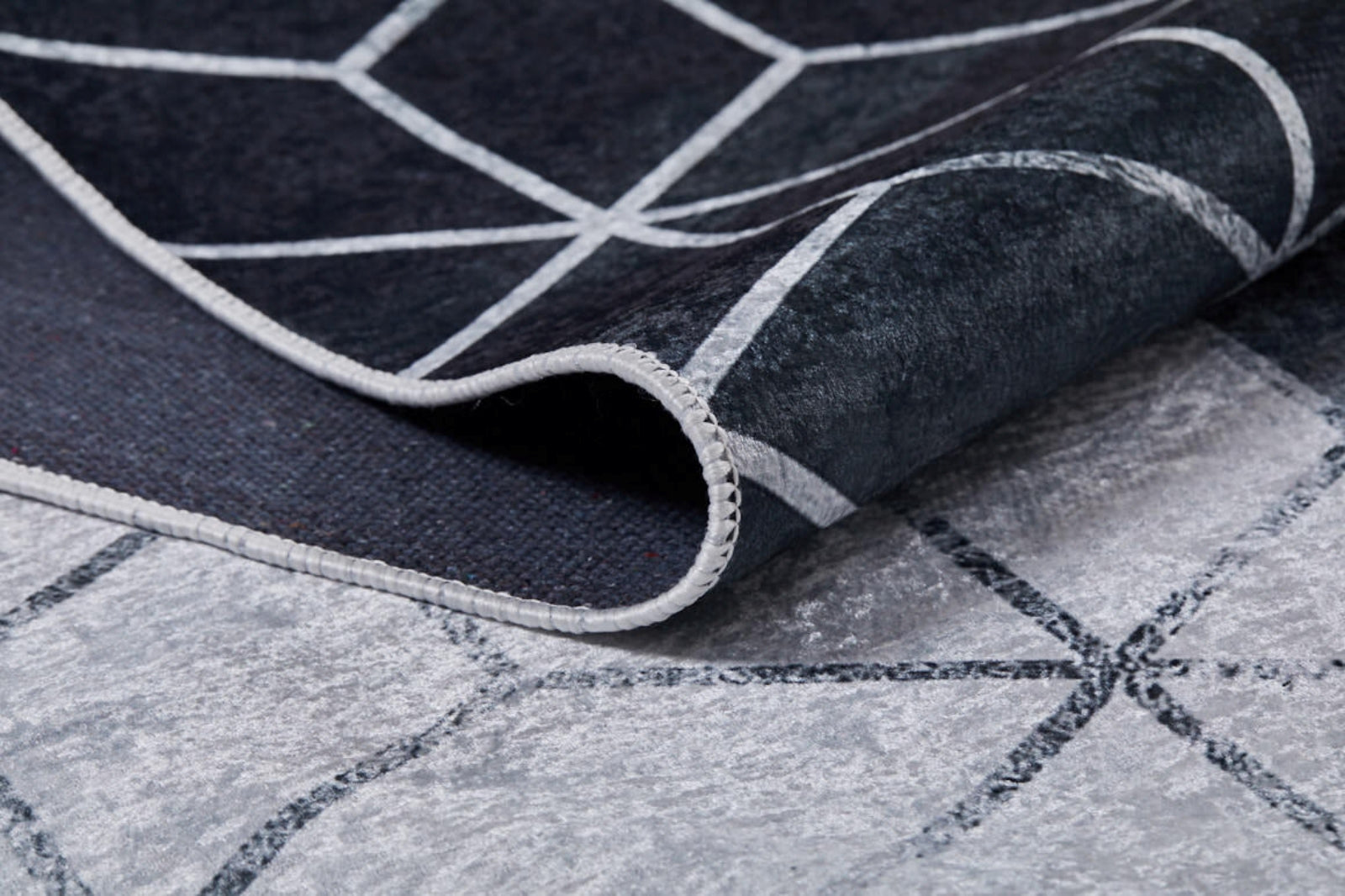 Grey Geometric Area Rug | Modern Digital Design Carpet - Allergy Friendly, Dust Free, Non Slip