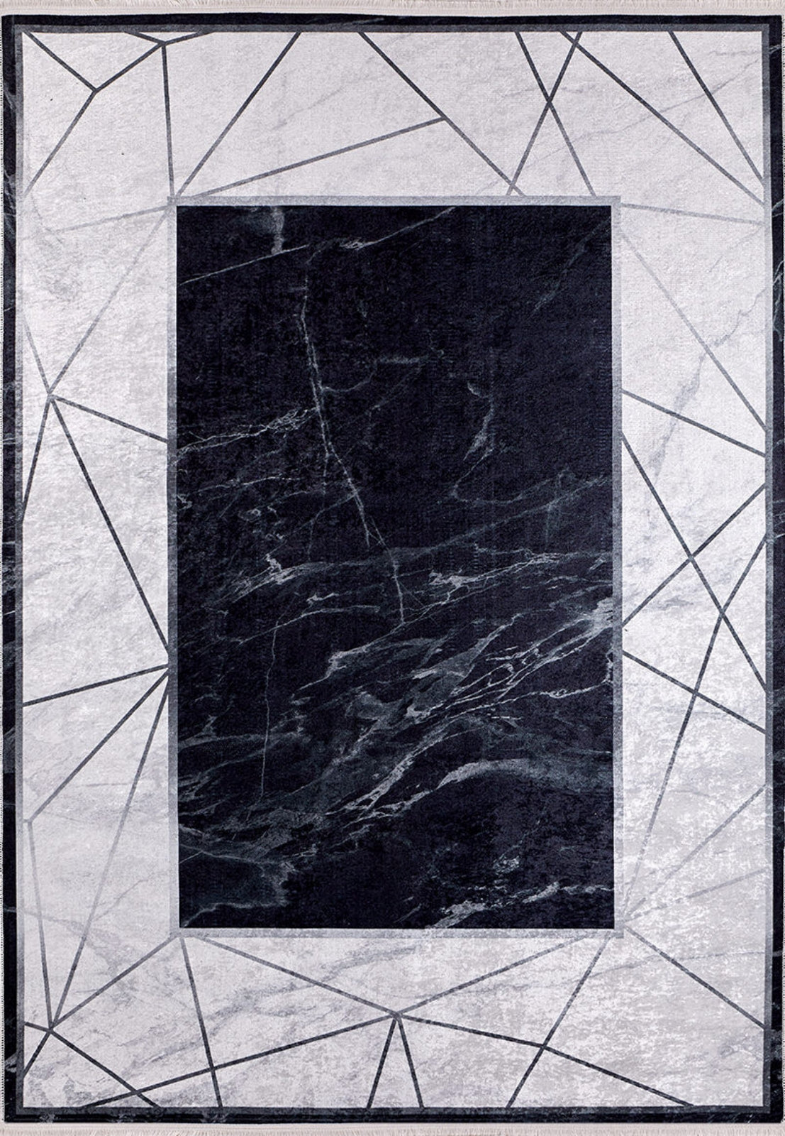 Digital Print Area Rug – Black Frame Non Slip Carpet for Living Room & Kitchen