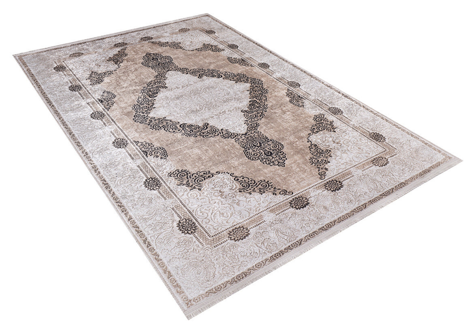 Digital Print Area Rug – Classic Brown Non Slip Antibacterial Carpet for Living Room