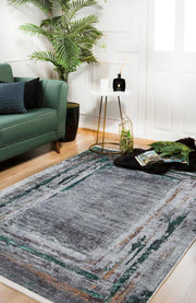 Modern Digital Print Rug - Grey Area Rug With Antibacterial Carpet & Non Slip Backing