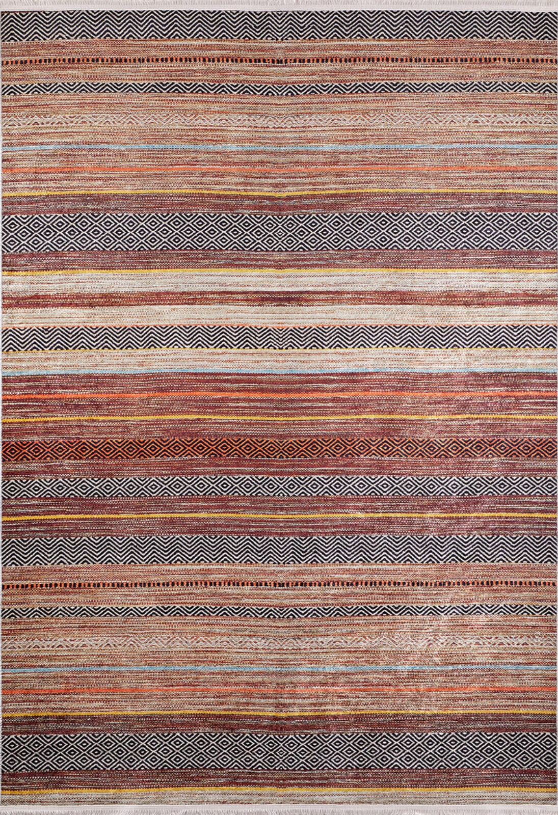 Brown Striped Area Rug – Digital Print Rug | Antibacterial, Non Slip Carpet