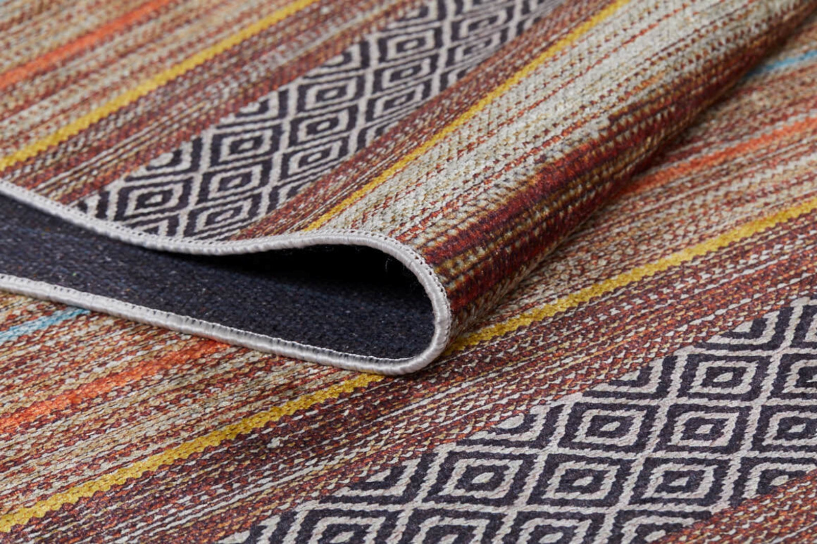 Brown Striped Area Rug – Digital Print Rug | Antibacterial, Non Slip Carpet