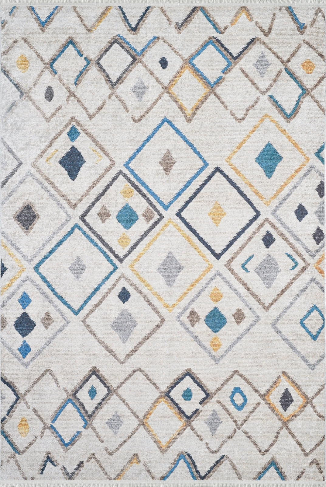 Beige Geometric Area Rug – Modern Digital Print Rug | Non Slip Carpet