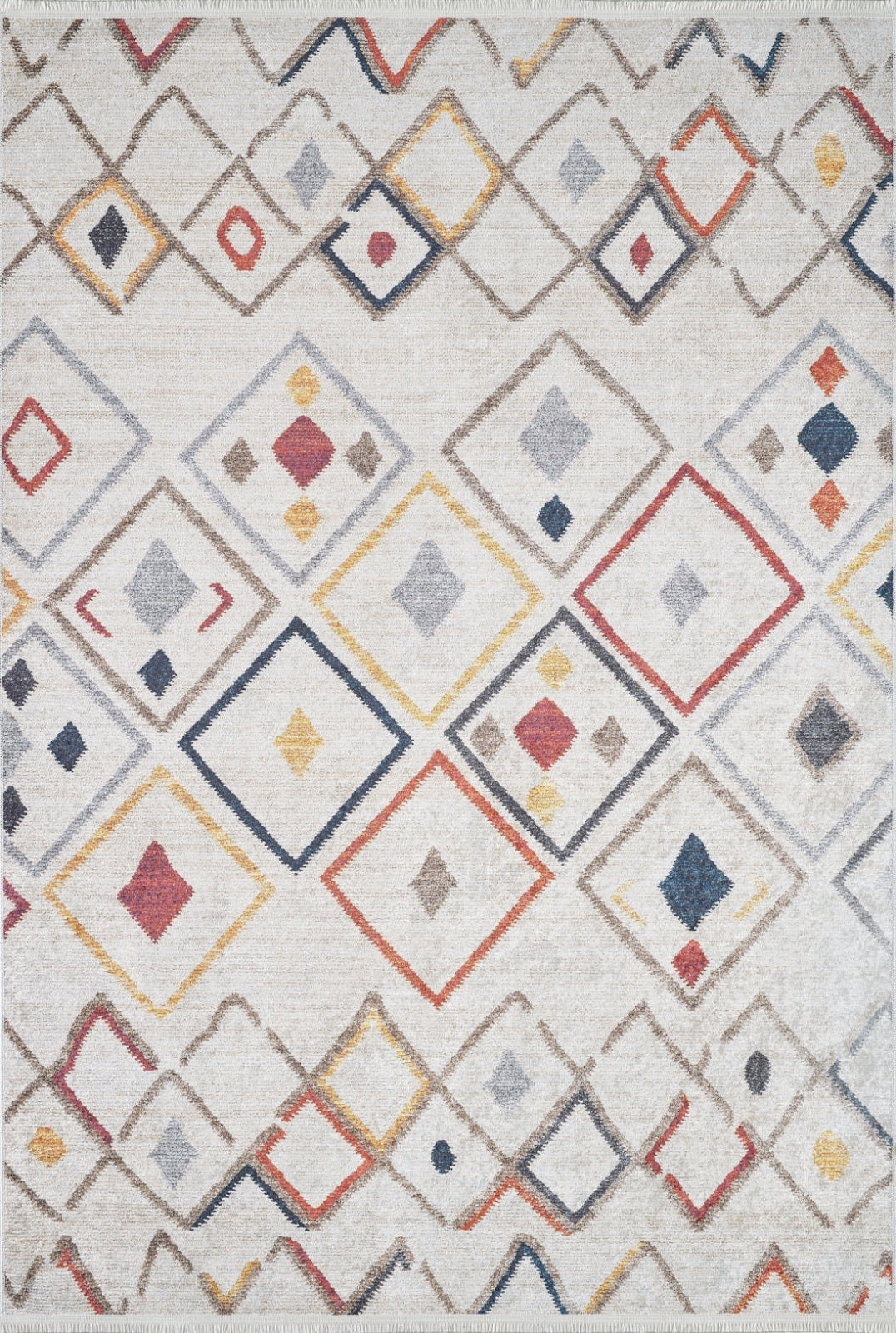 Grey Geometric Area Rug – Digital Print Non Slip Carpet for Living Room & Kitchen