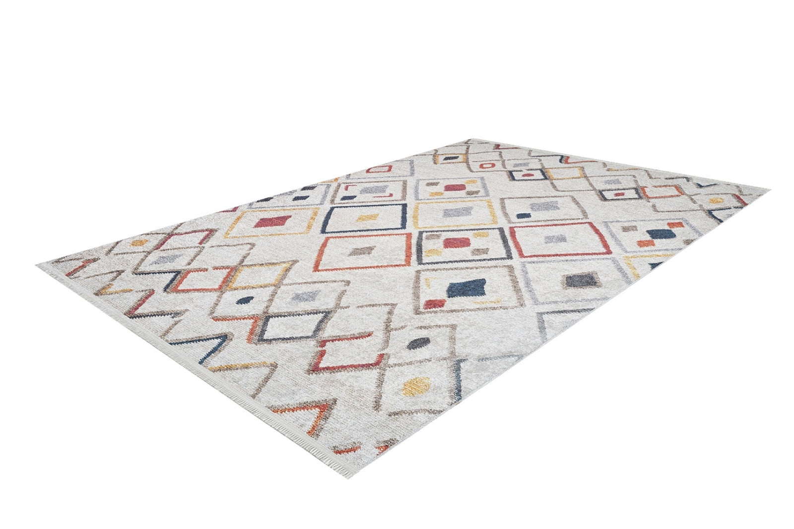 Grey Geometric Area Rug – Digital Print Non Slip Carpet for Living Room & Kitchen