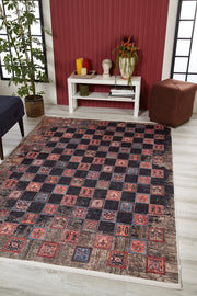 Black Geometric Area Rug – Digital Print, Non Slip, Antibacterial Carpet for Living Room