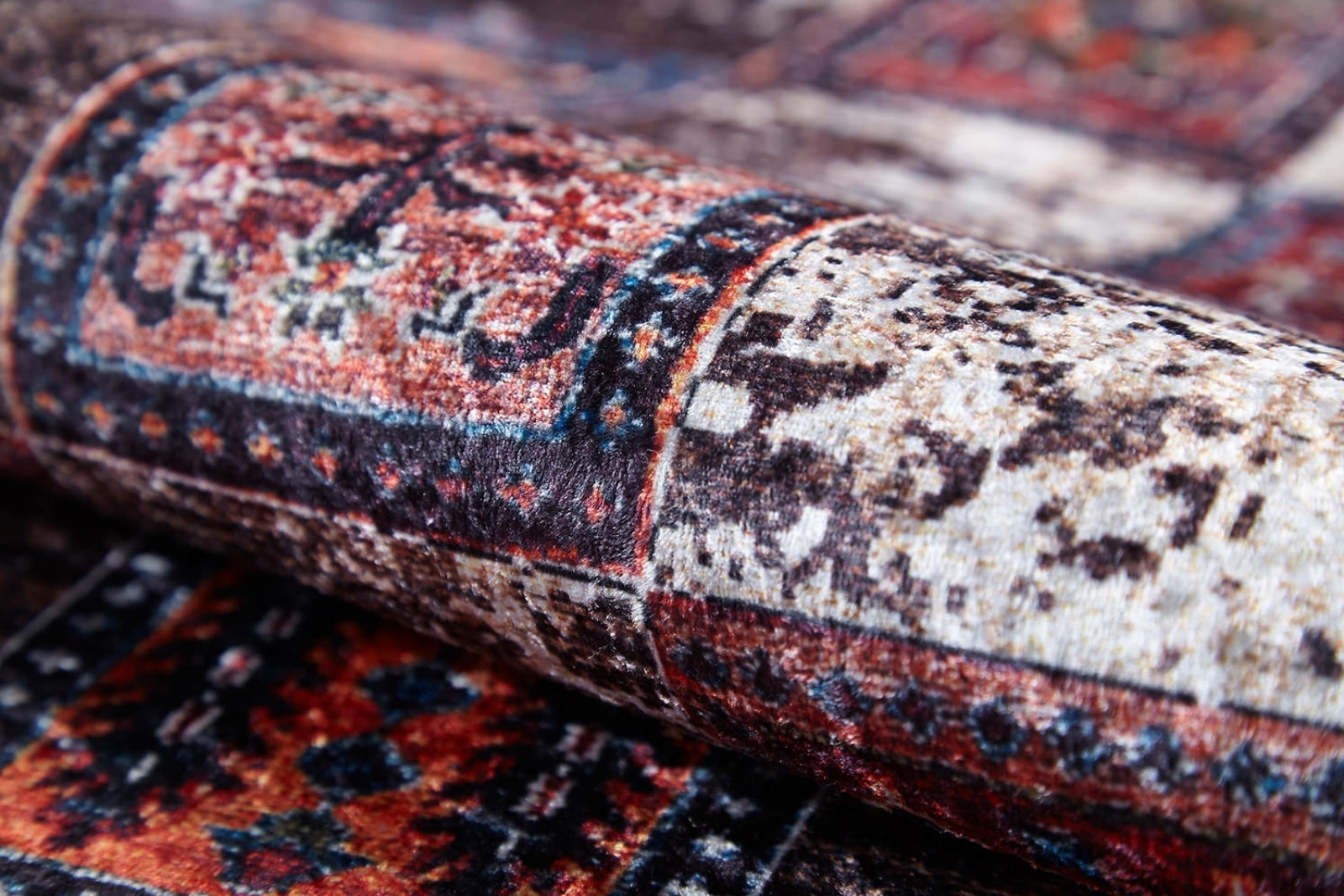 Geometric Area Rug - Non Slip Brown Digital Print Carpet for Living Room