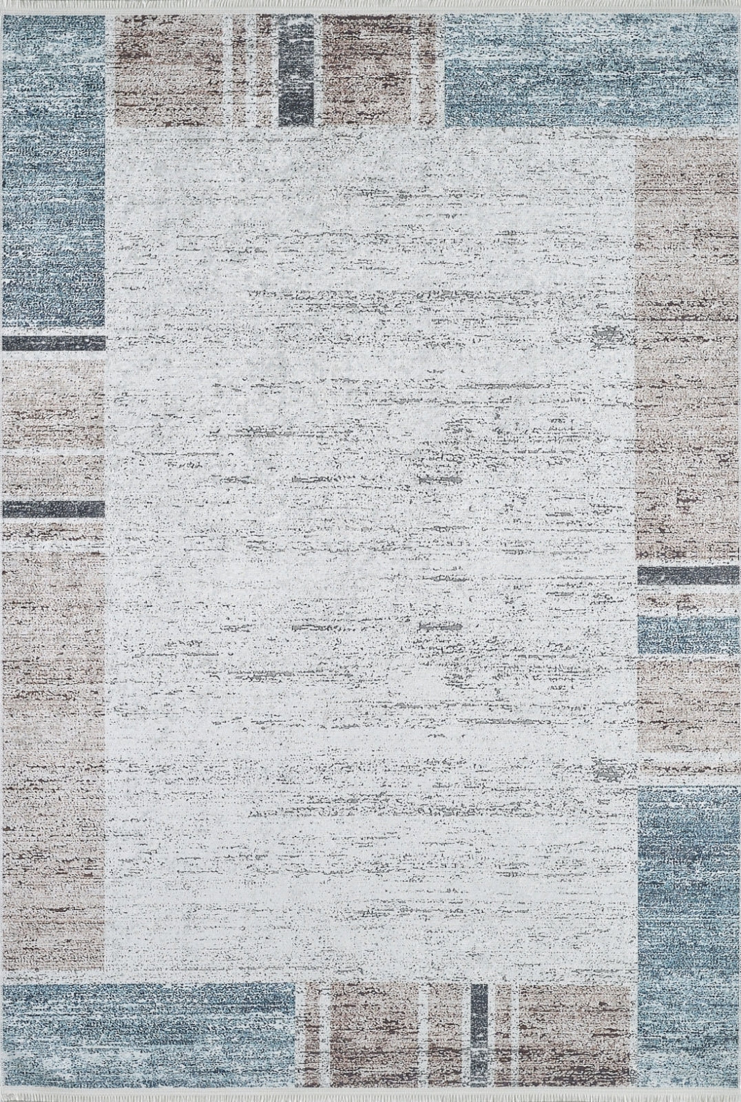 Grey Area Rug - Digital Print Frame Design | Non Slip, Antibacterial Carpet