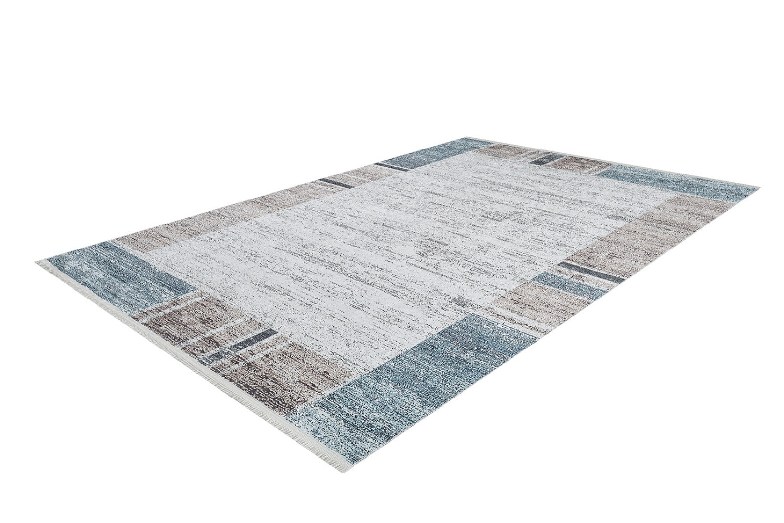 Grey Area Rug - Digital Print Frame Design | Non Slip, Antibacterial Carpet
