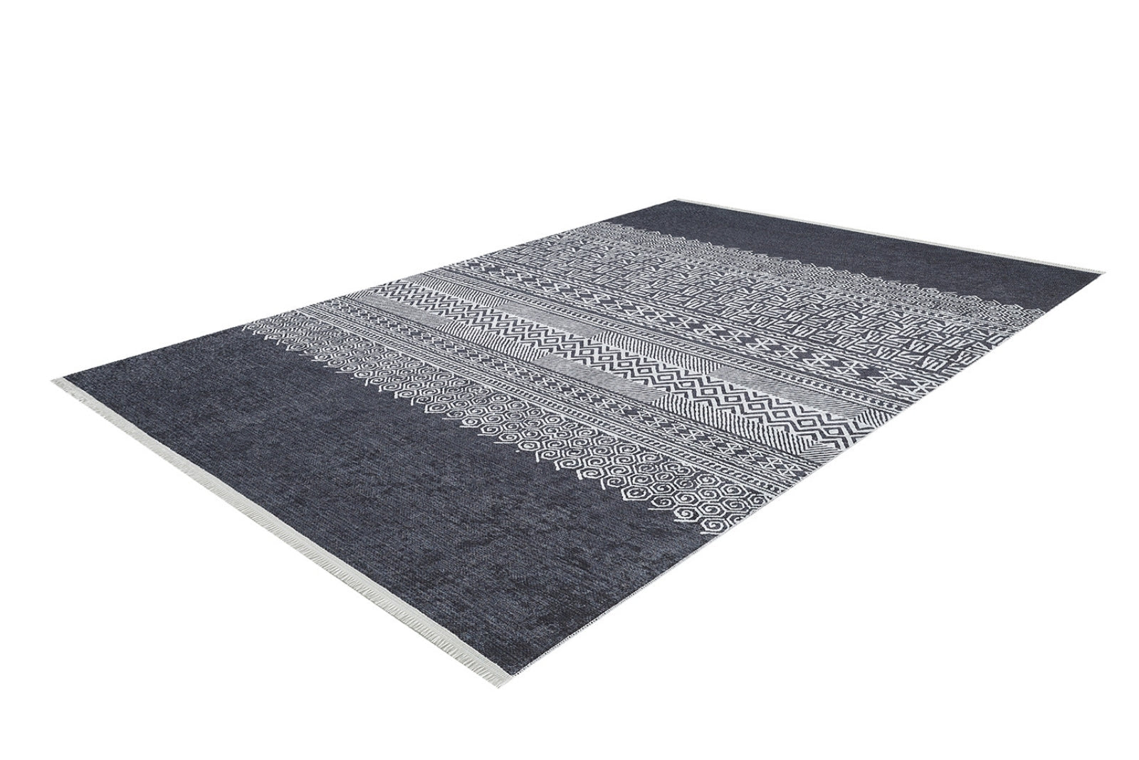 Black Geometric Area Rug | Antiallergic Carpet | High Quality Rug with Non Slip Carpet Backing