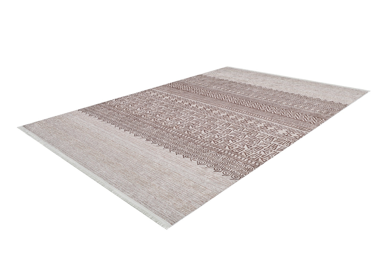 Beige Geometric Area Rug – Digital Print, Non Slip, Antibacterial Carpet for Living Room