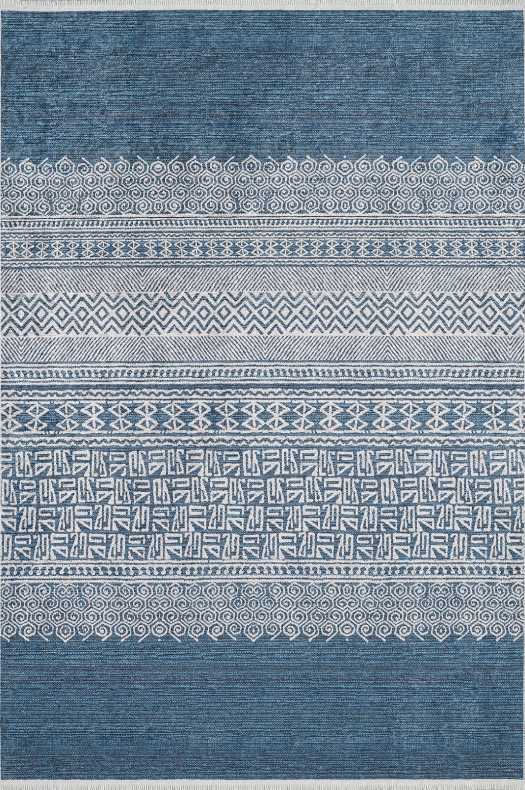 Blue Geometric Area Rug – Digital Print Rug | Antibacterial, Non Slip Carpet