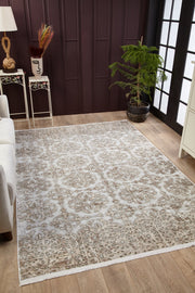 Digital Print Area Rug - Modern Cream Color Non Slip Carpet for Living Room