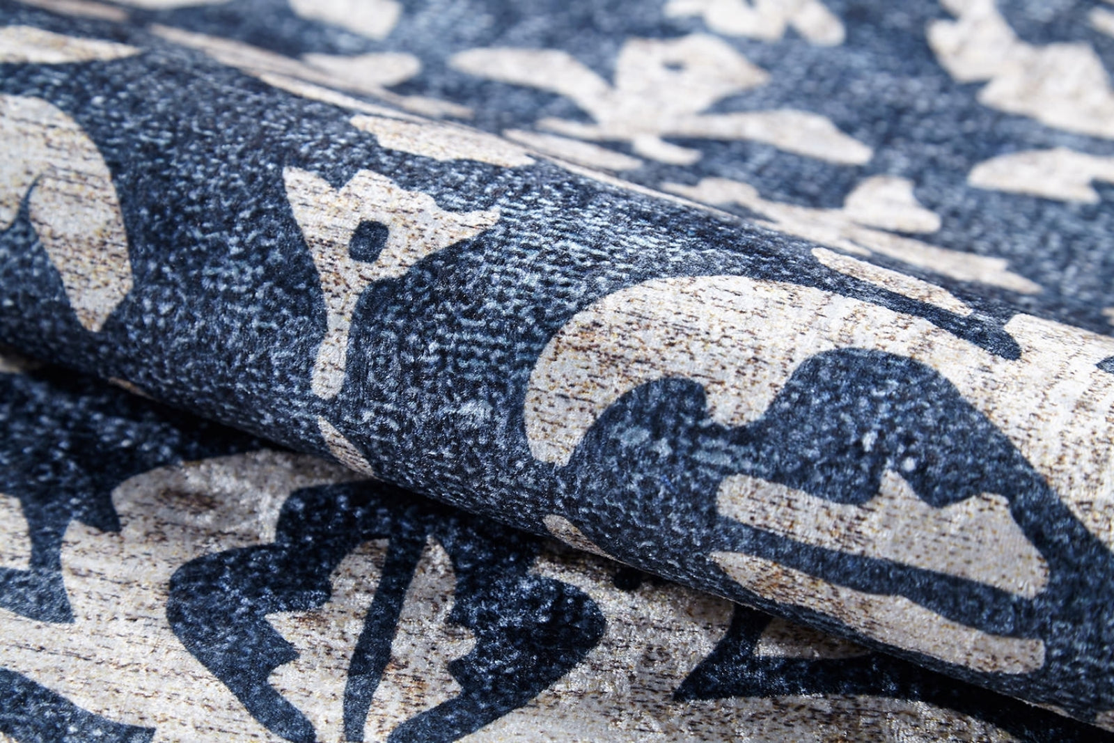 Blue Floral Area Rug - Digital Print, Non Slip & Washable Carpet for Living Room