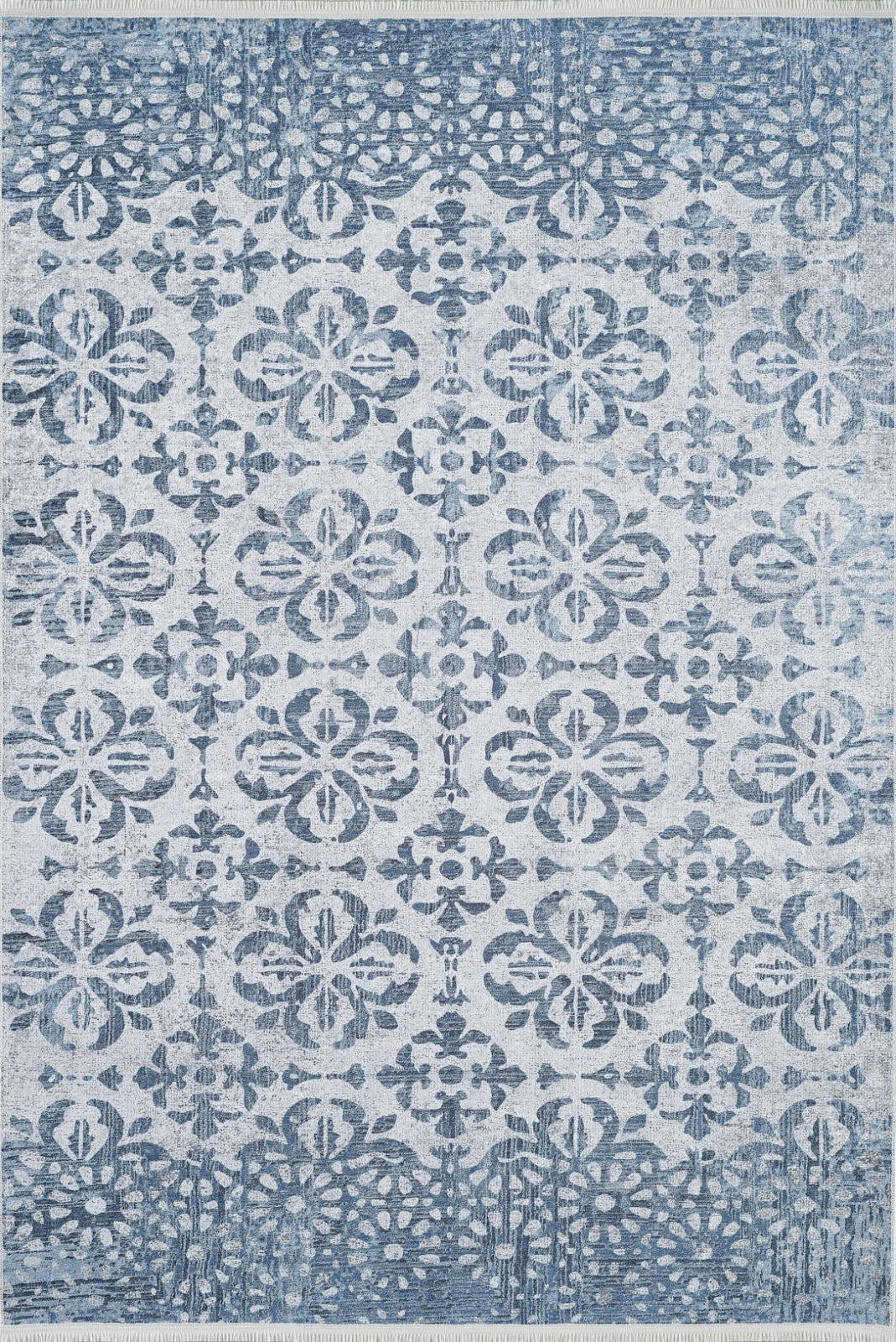 Blue Floral Area Rug | Stylish Home Rug, Dust Free Carpet with Non Slip Digital Printed Design