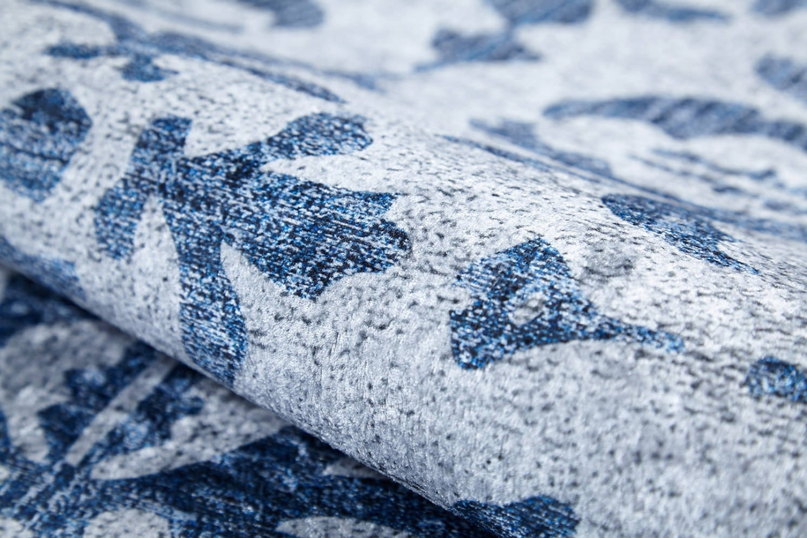 Blue Floral Area Rug | Stylish Home Rug, Dust Free Carpet with Non Slip Digital Printed Design