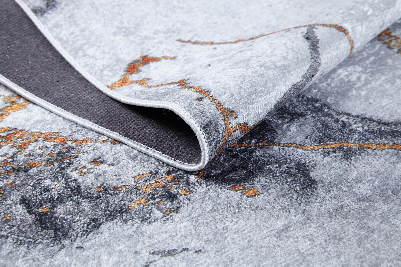 Grey Marble Area Rug – Digital Print Non Slip Carpet for Stylish Living Room