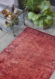 Digital Print Area Rug - Classic Red Non Slip Washable Carpet for Living Room