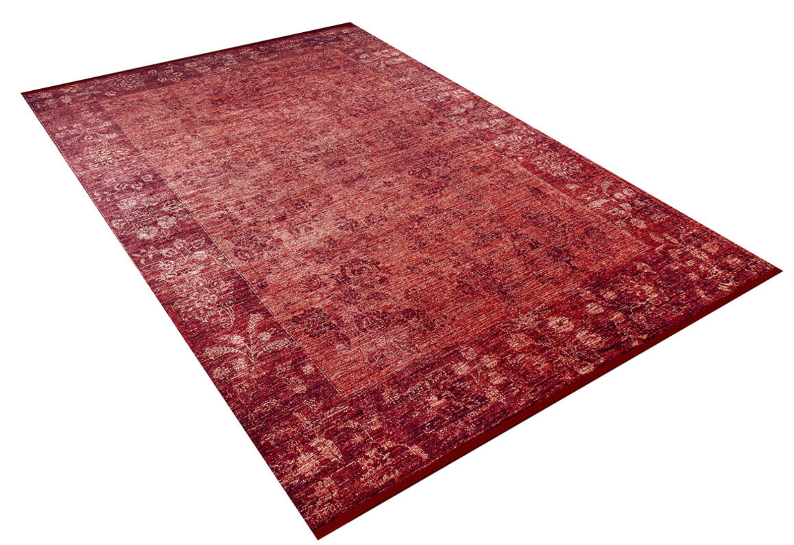Digital Print Area Rug - Classic Red Non Slip Washable Carpet for Living Room