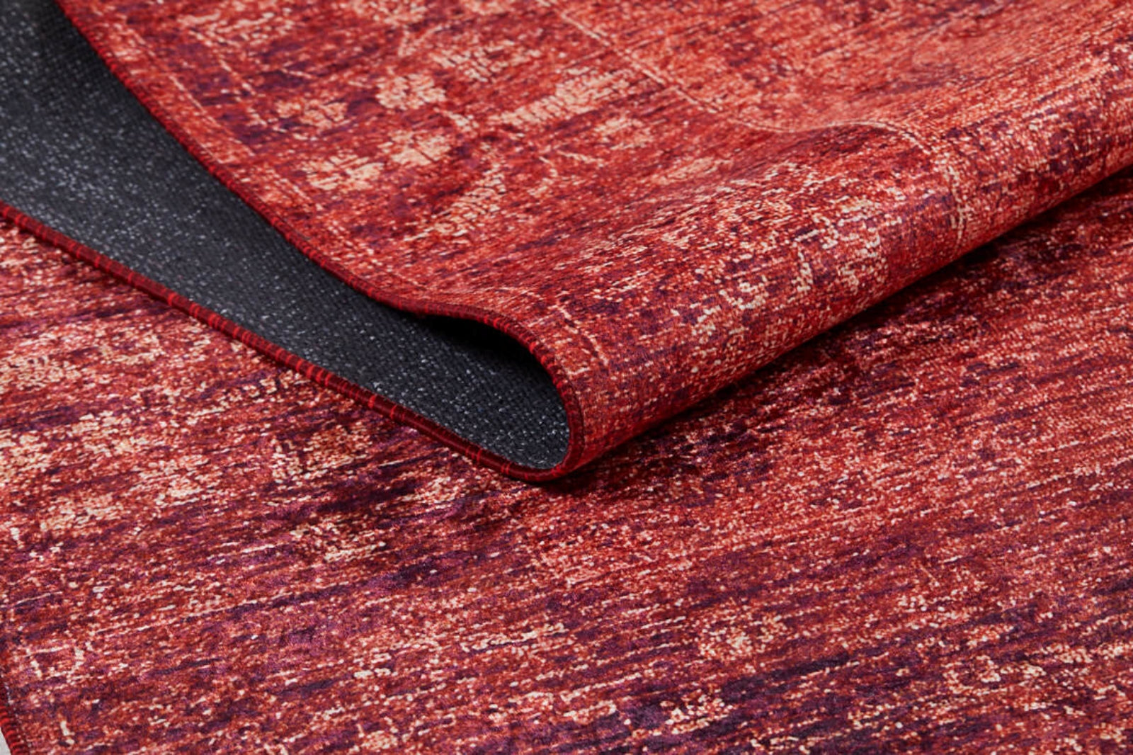 Digital Print Area Rug - Classic Red Non Slip Washable Carpet for Living Room