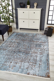 Blue Vintage Area Rug - Digital Print Non Slip Washable Carpet for Living Room