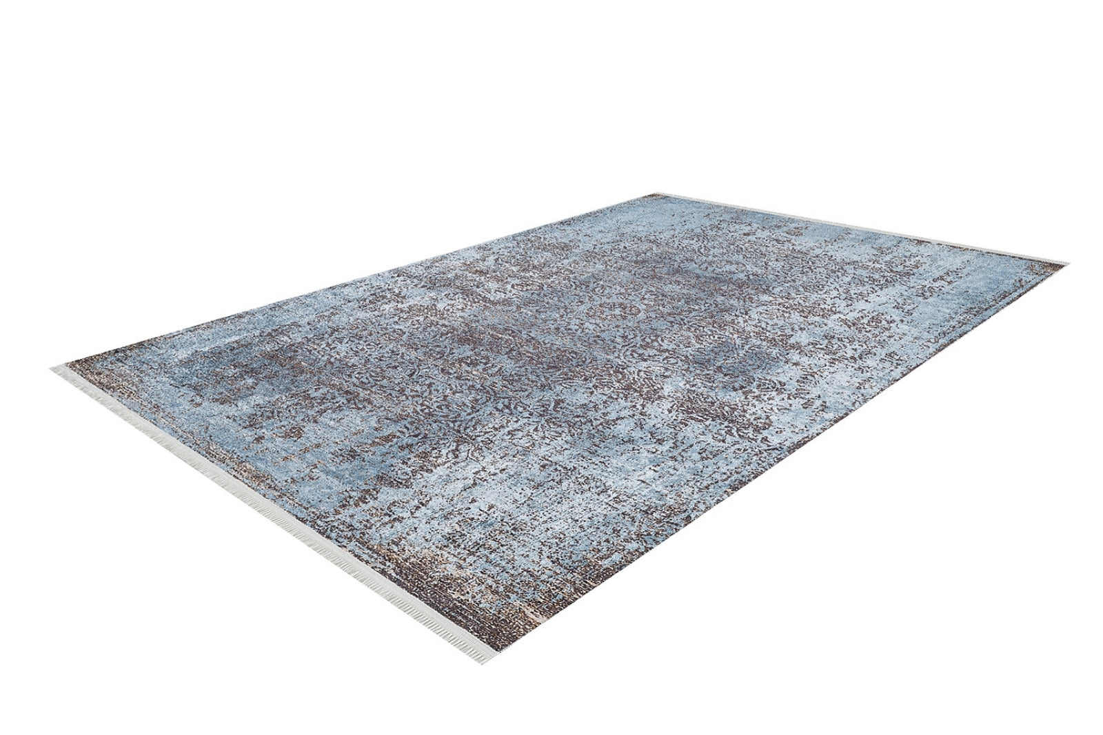 Blue Vintage Area Rug - Digital Print Non Slip Washable Carpet for Living Room