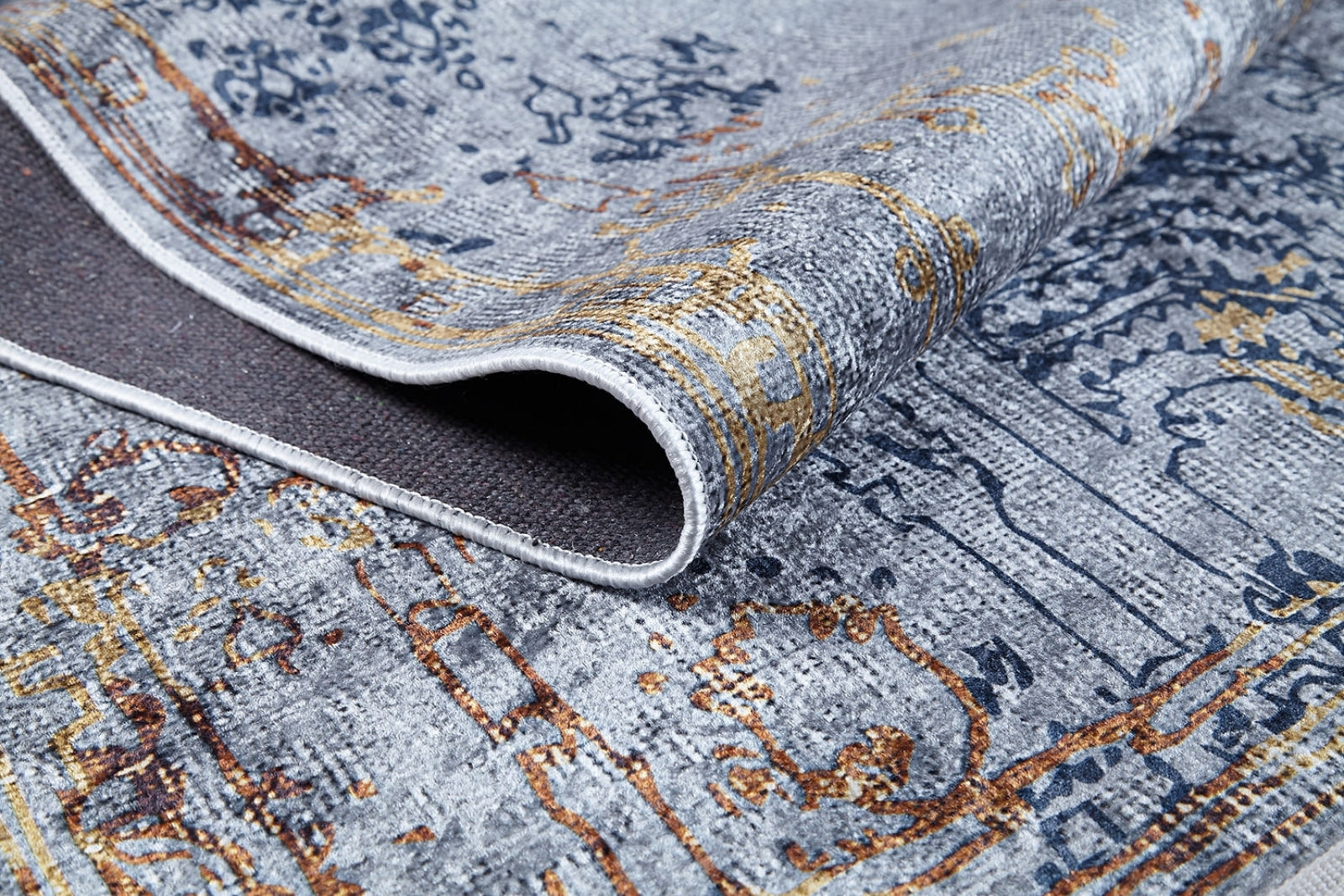 Modern Area Rug – Blue Digital Print Carpet | Non Slip, Antibacterial, Washable