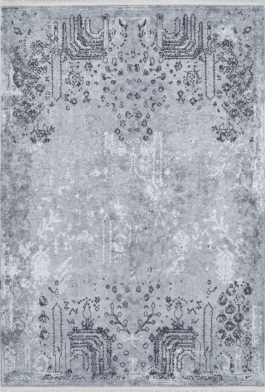 Vintage Area Rug – Grey Digital Print Non Slip Antibacterial Carpet for Home