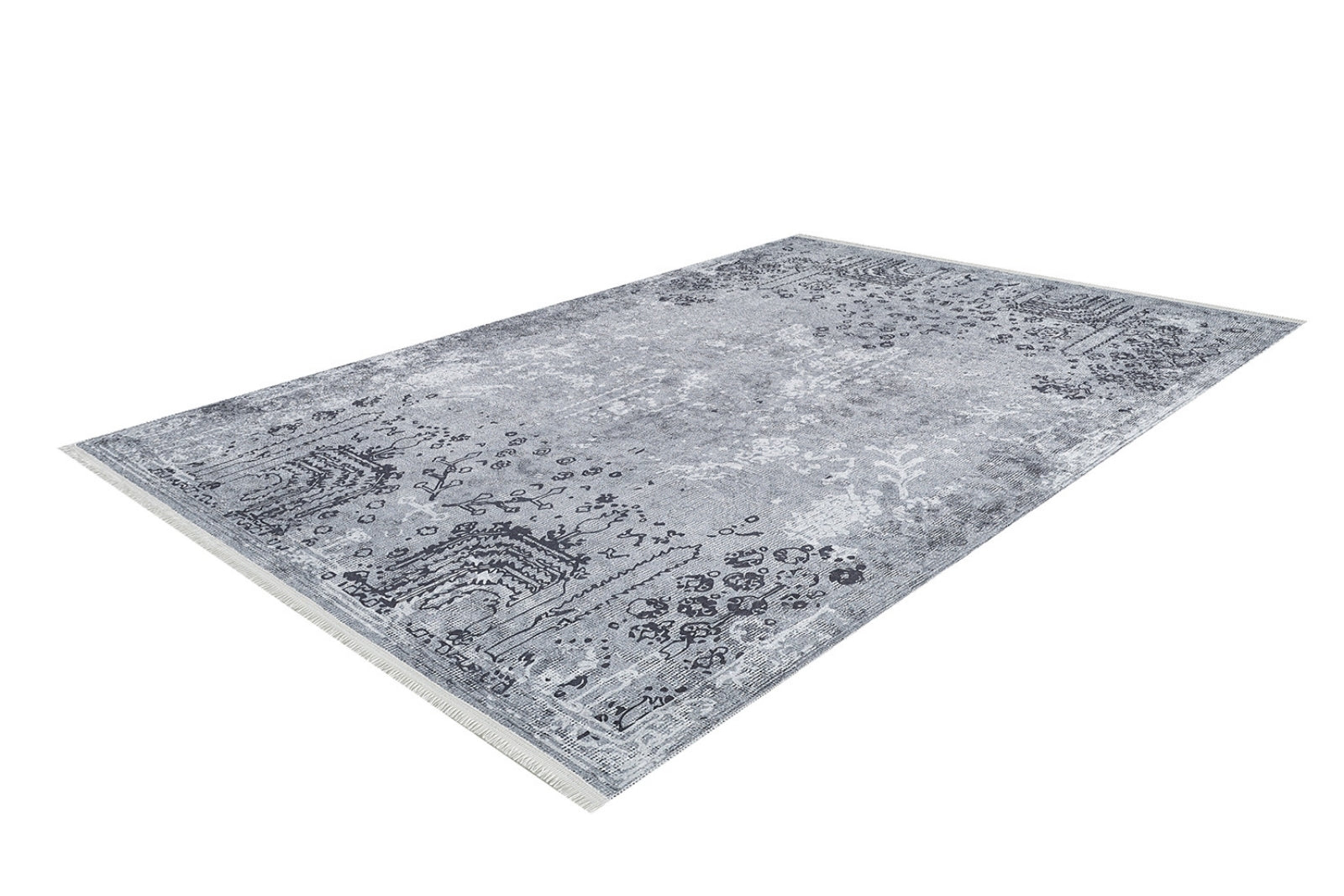 Vintage Area Rug – Grey Digital Print Non Slip Antibacterial Carpet for Home